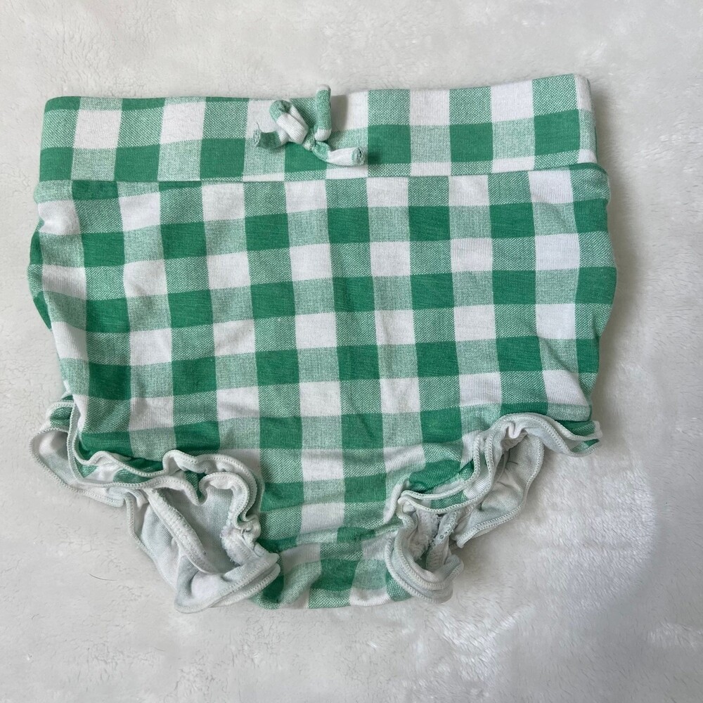 Angel Dear bamboo gingham bloomers green white plaid bottoms shorts